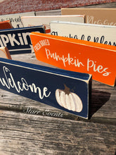 Load image into Gallery viewer, 10" Rustic fall signs Rustic fall decoration Rustic navy fall decor Thanksgiving decor Thanksgiving signs wreath signs White pumpkin sign