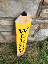 Load image into Gallery viewer, Personalized Teacher signs. Back to school Gifts for teachers. Vertical pencil sign. Signs for teachers. Back to school Teacher gifts. Personalized gift