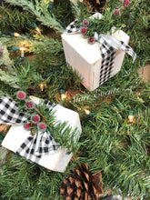 Load image into Gallery viewer, Rustic Christmas presents Set of 2. Christmas decorations. Rustic Christmas decor. Buffalo plaid Christmas decor. Wooden Christmas presents.