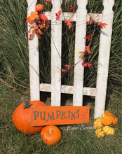 Load image into Gallery viewer, Fall decor. Rustic Fall signs. Pumpkins sign. Fall decorations. Thanksgiving decorations. Porch signs. Fall porch signs. Autumn decor.