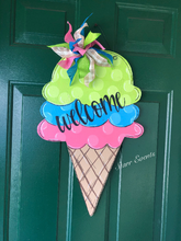 Load image into Gallery viewer, Ice Cream Door hanger. Welcome door hanger. Summer door hangers