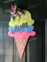 Load image into Gallery viewer, Ice Cream Door hanger. Welcome door hanger. Summer door hangers