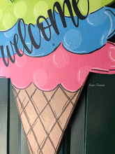 Load image into Gallery viewer, Ice Cream Door hanger. Welcome door hanger. Summer door hangers