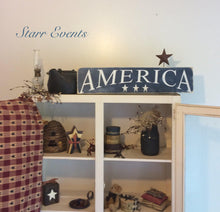 Load image into Gallery viewer, America sign. July 4th decorations Americana decor. Patriotic signs. Distressed signs. Fourth of July signs Patriotic decor Rustic decor