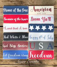 Load image into Gallery viewer, 10" Fourth of July signs. July 4th decorations. July 4th decor. Memorial day decor. Americana decor Happy 4th of July Wreath attachments
