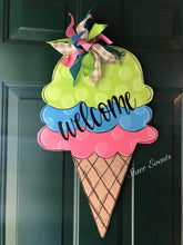 Load image into Gallery viewer, Ice Cream Door hanger. Welcome door hanger. Summer door hangers