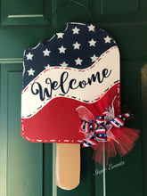 Load image into Gallery viewer, Fourth of July Welcome door hanger. Summer door hangers