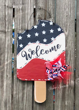 Load image into Gallery viewer, Fourth of July Welcome door hanger. Summer door hangers