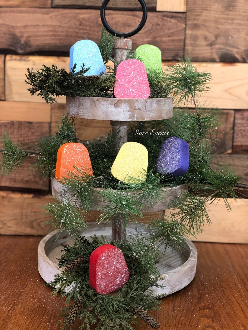 Gumdrops tier tray decor. Faux gumdrops. Christmas decor. Christmas decorations. Christmas tier tray decor. Fake Christmas candy. Candy lane