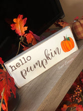 Load image into Gallery viewer, 10&quot; Rustic fall signs Hello pumpkin sign Rustic fall decoration Rustic fall decor Thanksgiving decor Thanksgiving signs Small wreath signs
