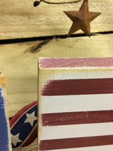 Load image into Gallery viewer, Rustic Americana decor. American flag sign. Set of 2 Fourth of July signs. Rustic decor. Rustic signs. 4th of July decor. Memorial day decor
