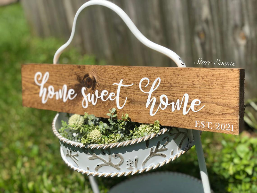 Home sweet home. Personalized Established wood sign. New home date sign. New home gift. Customized signs. New home Realtor gift.